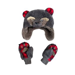 Baby Gap Bear Hat and Mittens Set Toddler Size XS/S‎